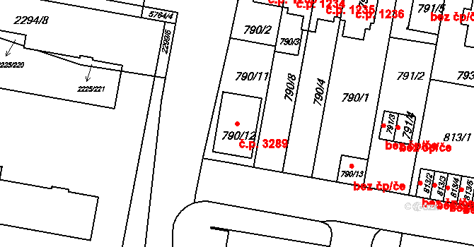 Záběhlice 3289, Praha na parcele st. 790/12 v KÚ Záběhlice, Katastrální mapa
