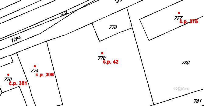 Lichnov 42 na parcele st. 776/1 v KÚ Lichnov u Bruntálu, Katastrální mapa