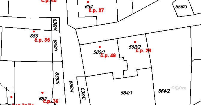 Záblatíčko 49, Dříteň na parcele st. 563/1 v KÚ Záblatí, Katastrální mapa