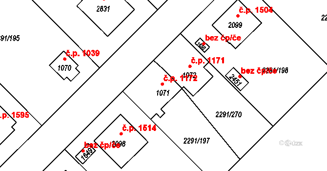Vlašim 1172 na parcele st. 1071 v KÚ Vlašim, Katastrální mapa