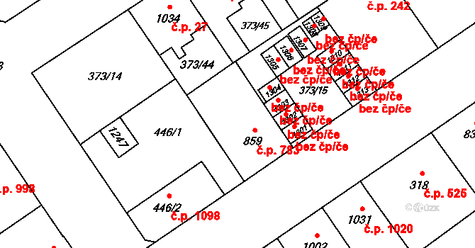 Přívoz 783, Ostrava na parcele st. 859 v KÚ Přívoz, Katastrální mapa