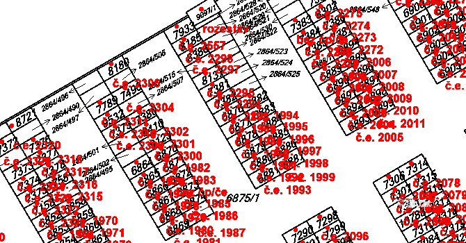 Hodonín 1989 na parcele st. 6877 v KÚ Hodonín, Katastrální mapa