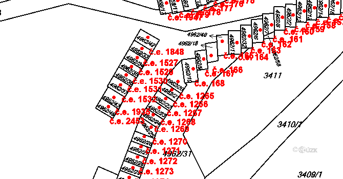 Znojmo 1266 na parcele st. 4962/21 v KÚ Znojmo-město, Katastrální mapa