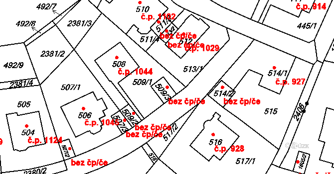 Teplice 39139174 na parcele st. 509/3 v KÚ Teplice-Trnovany, Katastrální mapa