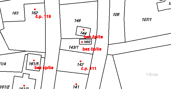 Meclov 39232174 na parcele st. 143/2 v KÚ Meclov, Katastrální mapa