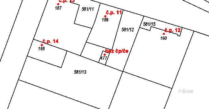 Neratovice 39365174 na parcele st. 477 v KÚ Byškovice, Katastrální mapa