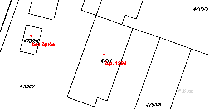 Komín 1294, Brno na parcele st. 4797 v KÚ Komín, Katastrální mapa
