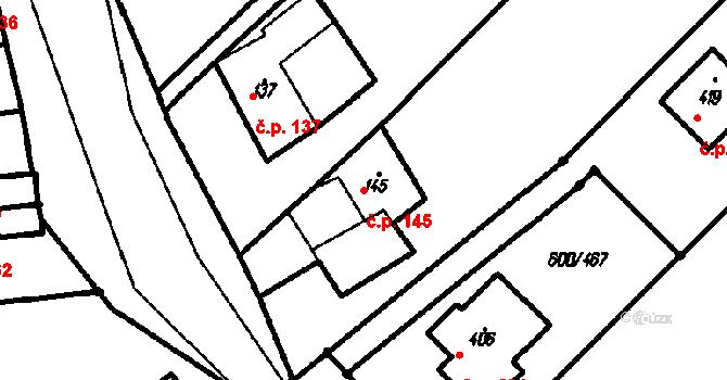 Olšany 145 na parcele st. 145 v KÚ Olšany, Katastrální mapa