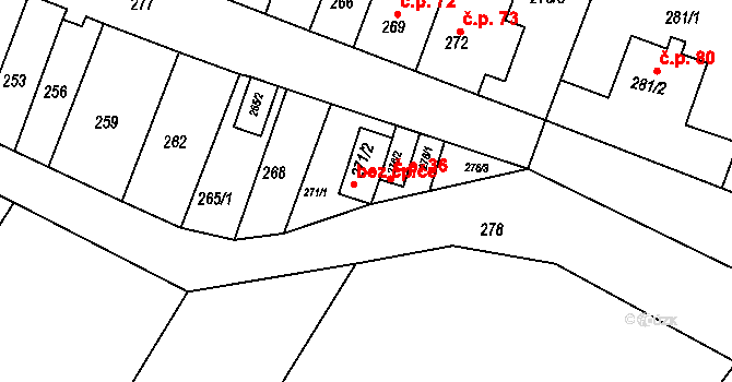 Ledce 41638174 na parcele st. 271/2 v KÚ Ledce u Židlochovic, Katastrální mapa