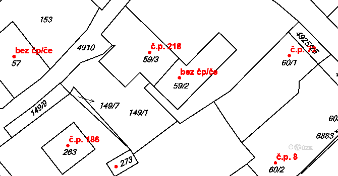 Trnava 42749174 na parcele st. 59/2 v KÚ Trnava u Třebíče, Katastrální mapa