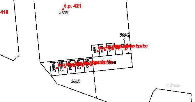 Svatava 43322174 na parcele st. 569/4 v KÚ Svatava, Katastrální mapa