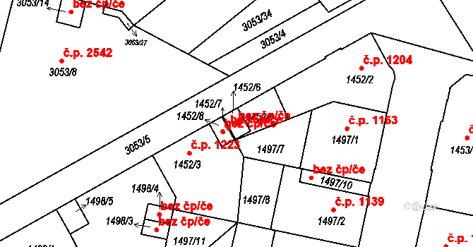 Opava 43814174 na parcele st. 1452/6 v KÚ Opava-Předměstí, Katastrální mapa