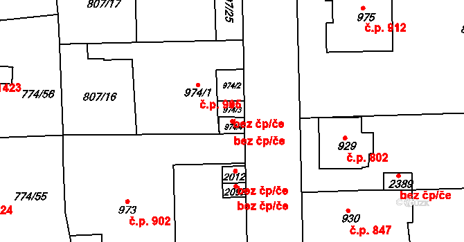 Humpolec 45237174 na parcele st. 974/4 v KÚ Humpolec, Katastrální mapa