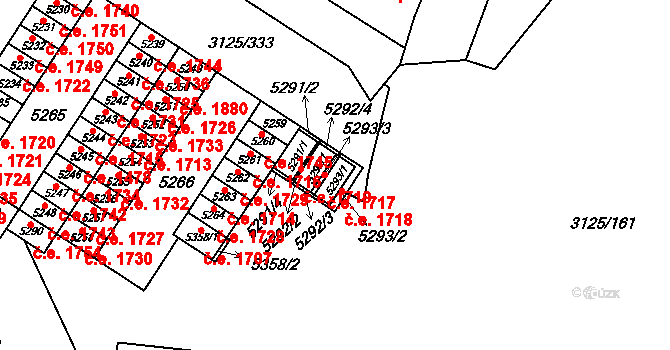 Řečkovice 1718, Brno na parcele st. 5293/1 v KÚ Řečkovice, Katastrální mapa