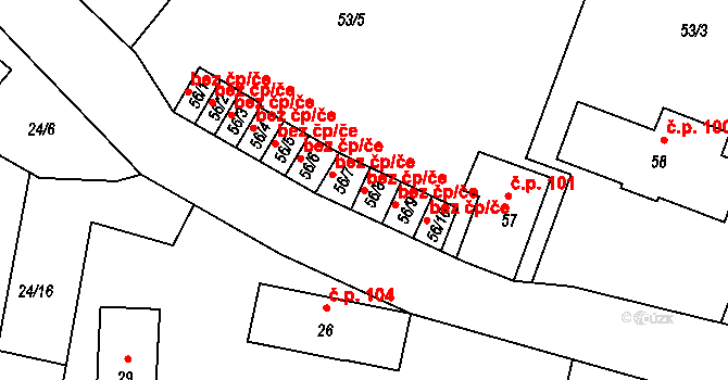 Ralsko 45949174 na parcele st. 56/8 v KÚ Náhlov, Katastrální mapa