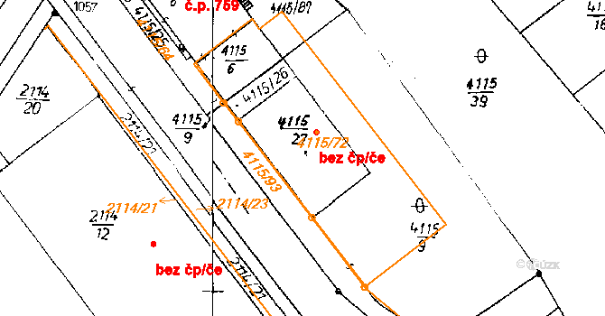 Poděbrady 46302174 na parcele st. 4115/27 v KÚ Poděbrady, Katastrální mapa