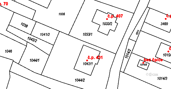 Velký Újezd 47390174 na parcele st. 1037 v KÚ Velký Újezd, Katastrální mapa