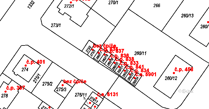 Bukov 837, Ústí nad Labem na parcele st. 260/18 v KÚ Bukov, Katastrální mapa