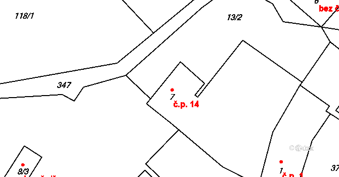 Noutonice 14, Lichoceves na parcele st. 7 v KÚ Noutonice, Katastrální mapa