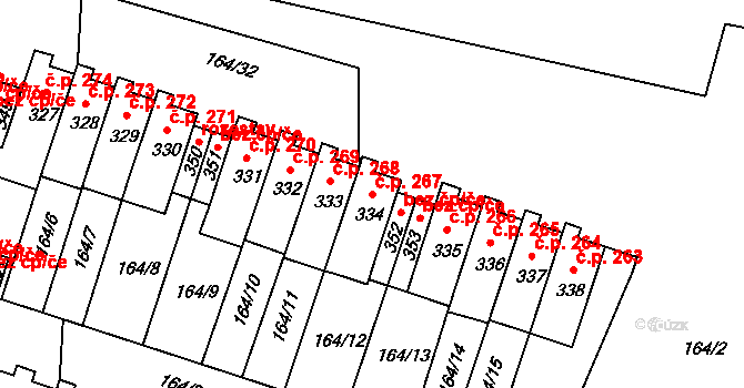 Středokluky 267 na parcele st. 334 v KÚ Středokluky, Katastrální mapa