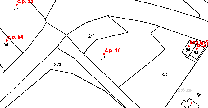 Trubějov 10, Kramolna na parcele st. 11 v KÚ Trubějov, Katastrální mapa