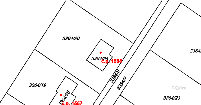 Kopřivnice 1558 na parcele st. 3364/34 v KÚ Kopřivnice, Katastrální mapa