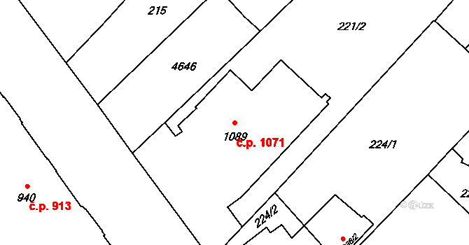 Frenštát pod Radhoštěm 1071 na parcele st. 1089 v KÚ Frenštát pod Radhoštěm, Katastrální mapa