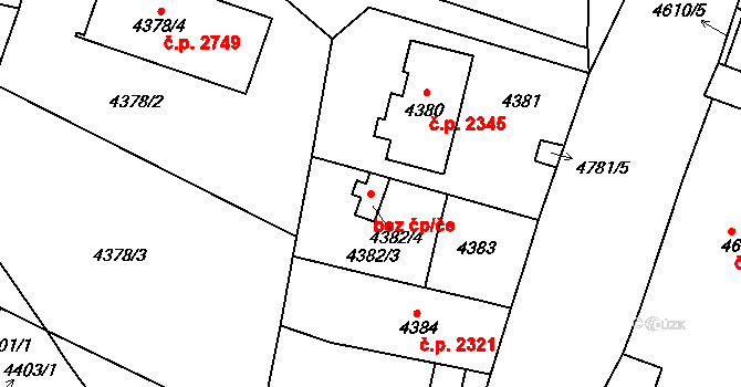 Praha 91292174 na parcele st. 4382/4 v KÚ Dejvice, Katastrální mapa