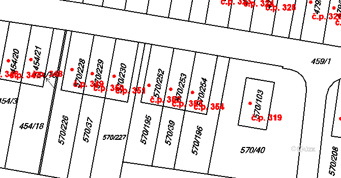 Stehelčeves 353 na parcele st. 570/253 v KÚ Stehelčeves, Katastrální mapa
