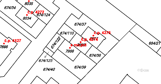 Havlíčkův Brod 4274 na parcele st. 7880 v KÚ Havlíčkův Brod, Katastrální mapa