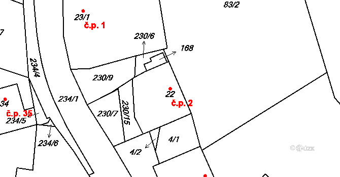 Dobkov 2, Chotěboř na parcele st. 22 v KÚ Dobkov, Katastrální mapa
