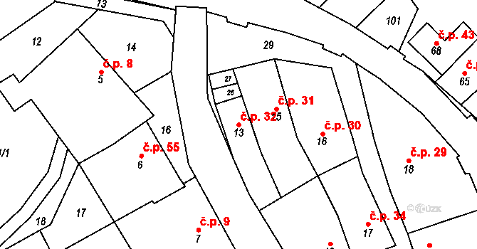 Hamry 32, Plumlov na parcele st. 13 v KÚ Hamry, Katastrální mapa