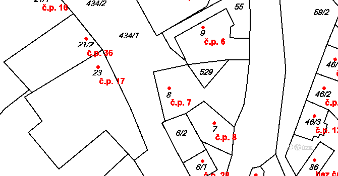 Tupec 7, Veselíčko na parcele st. 8 v KÚ Tupec, Katastrální mapa