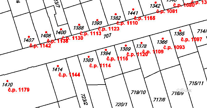 Kojetín I-Město 1115, Kojetín na parcele st. 1394 v KÚ Kojetín, Katastrální mapa