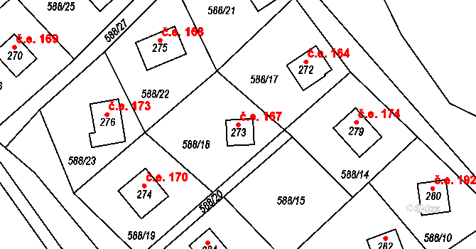Stradonice 167, Nižbor na parcele st. 273 v KÚ Stradonice u Nižboru, Katastrální mapa