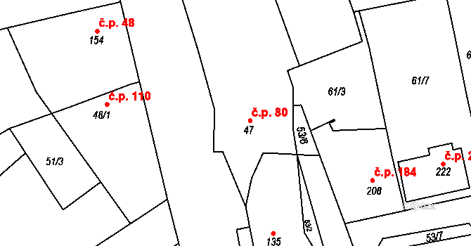 Kublov 80 na parcele st. 47 v KÚ Kublov, Katastrální mapa