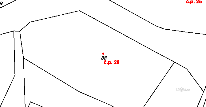 Keteň 28, Jičíněves na parcele st. 38 v KÚ Keteň, Katastrální mapa