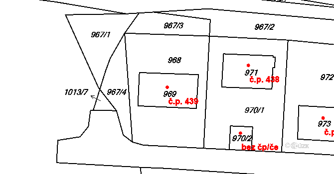 Neštěmice 439, Ústí nad Labem na parcele st. 969 v KÚ Neštěmice, Katastrální mapa