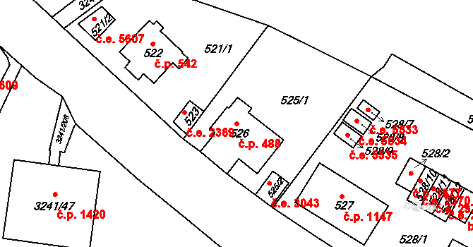 Střekov 488, Ústí nad Labem na parcele st. 526 v KÚ Střekov, Katastrální mapa