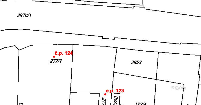 Chrudim IV 123, Chrudim na parcele st. 277/4 v KÚ Chrudim, Katastrální mapa