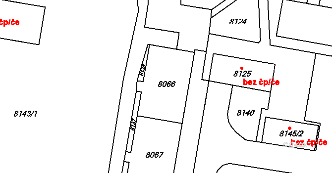 Židenice 3971,3972,3973,3974,, Brno na parcele st. 8066 v KÚ Židenice, Katastrální mapa