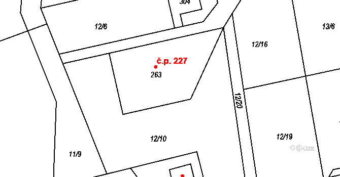 Nová Ves 227, Frýdlant nad Ostravicí na parcele st. 263 v KÚ Nová Ves u Frýdlantu nad Ostravicí, Katastrální mapa