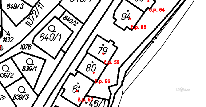 Hory 55, Oloví na parcele st. 79 v KÚ Hory u Oloví, Katastrální mapa