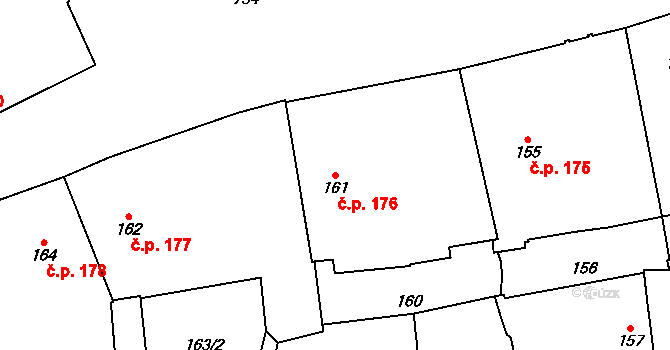 Hradčany 176, Praha na parcele st. 161 v KÚ Hradčany, Katastrální mapa