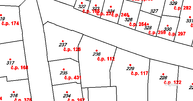 Vršovice 112, Praha na parcele st. 236 v KÚ Vršovice, Katastrální mapa