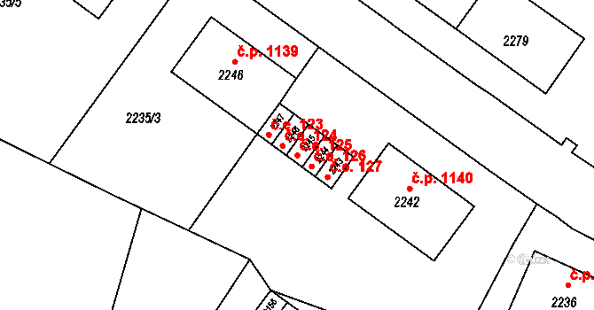 Jirkov 125 na parcele st. 2245 v KÚ Jirkov, Katastrální mapa