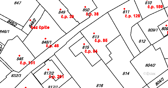 Mokrá 84, Mokrá-Horákov na parcele st. 815 v KÚ Mokrá u Brna, Katastrální mapa