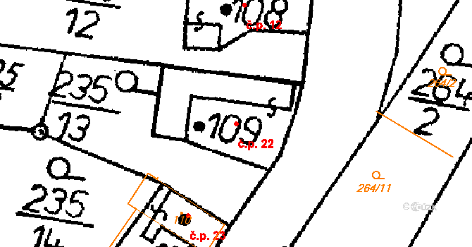 Zbraň 22, Žiželice na parcele st. 109 v KÚ Končice, Katastrální mapa