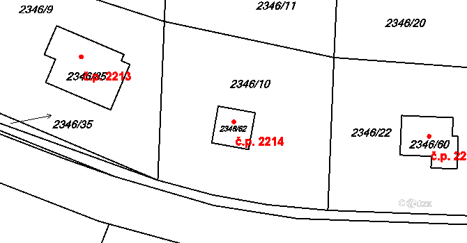 Pelhřimov 2214 na parcele st. 2346/62 v KÚ Pelhřimov, Katastrální mapa