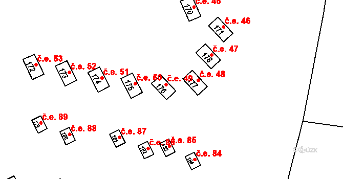 Blata 49, Zámostí-Blata na parcele st. 176 v KÚ Zámostí, Katastrální mapa